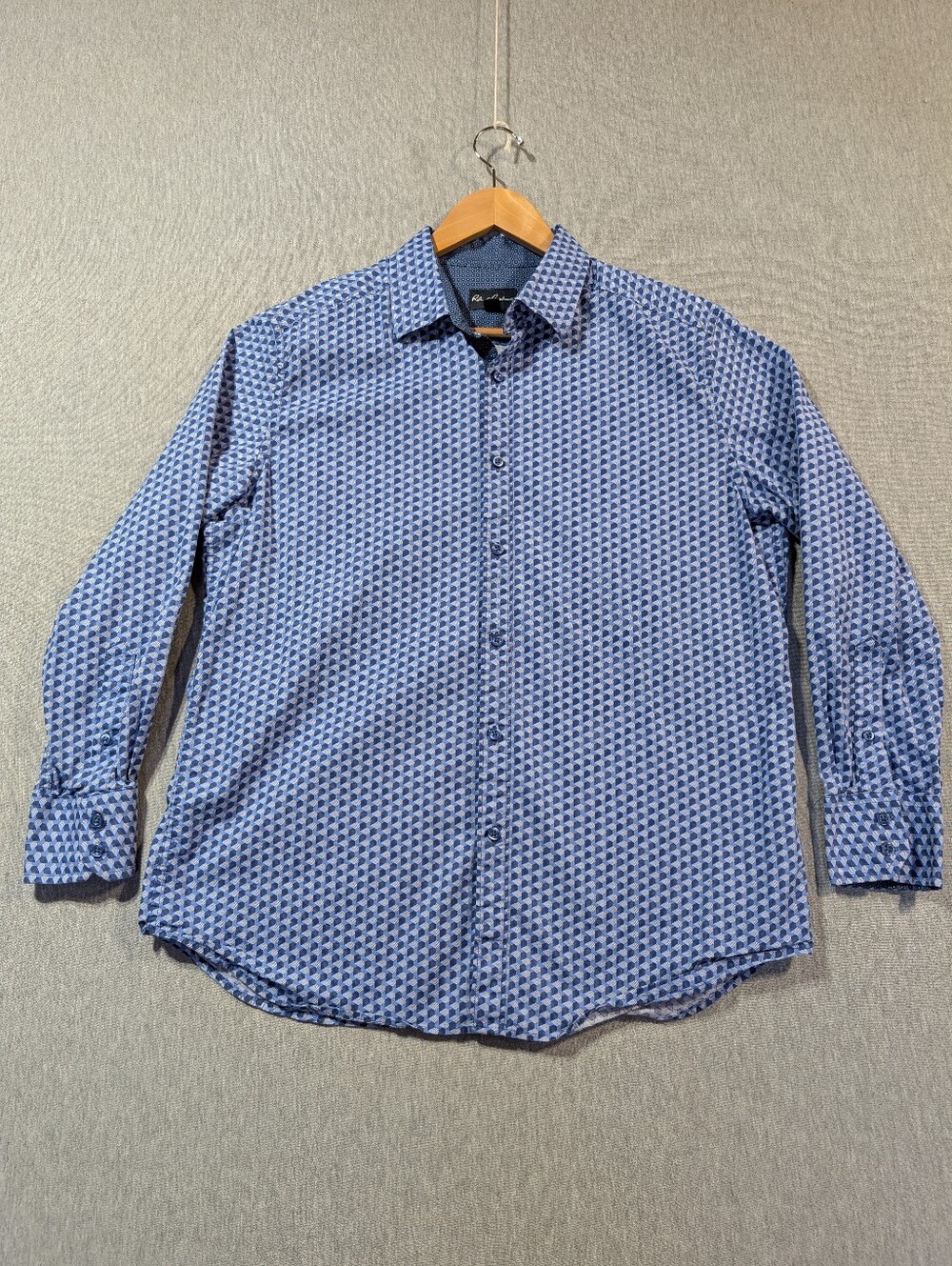 Robert Graham Geometric Blue Diamond Shirt Men's Large
